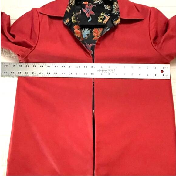 Reversible Satin Blazer - Women’s Est. M Oriental Floral Print & Solid Red - EUC - Picture 7 of 8